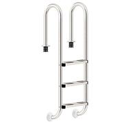 Zelsius Echelle de Piscine à 3 marches en Acier Inoxydable V2A | 50,2 x 36,5 x 158 cm - Argent | avec Protection antidérapante | Escalier de Piscine