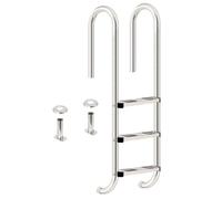 Zelsius Echelle de piscine à 3 marches en acier inoxydable V2A | 50 x 26,5 x 132 cm - argent | avec protection antidérapante