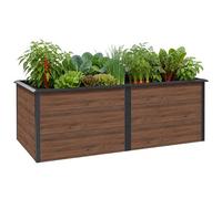 Jardinière surélevée Zelsius en acier galvanisé 200 x 100 x 77 cm, anthracite RAL 7016, aspect bois de noyer, bac à plantes