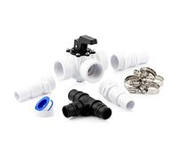 Zelsius Kit de dérivation de piscine 12 pièces | Valve universelle à 3 voies pour pompe à chaleur, chauffage solaire de piscine, robinet d'arrêt, raccords de tuyau 32/38 mm, colliers de serrage en T,