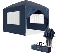 Zelsius Pavillon pliable 3x3 m avec parois latérales, bleu, pavillon pliable UV30, tente de jardin pliable