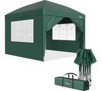 Zelsius Pavillon pliable 3x3 m avec parois latérales, vert, pavillon pliable UV30, tente de jardin pliable