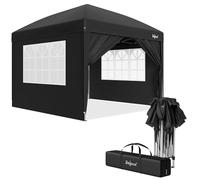 Pavillon pliable Zelsius 3 x 3 m avec parois latérales, noir, pavillon pliable UV30, tente de jardin pliable