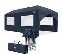 Zelsius Tonnelle pliable 3 x 6 m avec parois latérales, bleu, tonnelle pliable pop-up UV30, tente de jardin, tente de réception, avec parois latérales, abri pour jardin, protection solaire, tonnelle