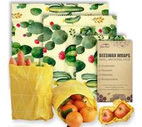 Zelten Lot de 3 emballages alimentaires réutilisables en cire d'abeille - 3 tailles S, M, L, sans plastique et sans silicone, papier ciré respectueux de l'environnement, papier ciré pour nourriture