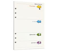 Zelten Recharge de papier perforé multicolore 45 feuilles 90 pages - Pour reliure à 6 trous - Journal intime rechargeable (A5, Arrow Weekly Planner)