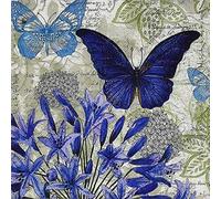 Zelten Serviettes en papier coloré, 20 serviettes Shabby Chic pour mariage, dîner, goûter, douche (Blue butterfly)