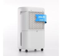ZELURXX Déshumidificateur silencieux, 20L/jour, avec purge automatique, sécheur d'air, contrôle de l'humidité, réservoir de 4L, pour 40-70㎡, Blanc
