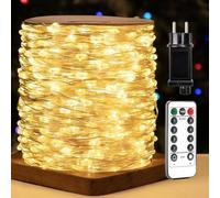 ZELUXDOT Guirlande lumineuse 1000 LED à brancher de 100 m de long, étanche, en fil d'argent, avec télécommande, blanc chaud, pour chambre à coucher, patio, jardins, mariage, fête, arbre de Noël