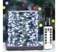 ZELUXDOT Guirlande Lumineuse 200m 2000 LED Fil de Cuivre Vert Blanc Froid, Guirlande LED Étanche pour Extérieur/Intérieur avec Télécommande 8 Modes pour Sapin de Noël, Patio, Jardin, Cour.