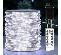 ZELUXDOT Guirlande lumineuse blanche froide de 100m, enfichable, avec fil d'argent et 1000 LED, 8 modes d'éclairage pour mariage, intérieur, extérieur, sapin de Noël, terrasse, porche, jardin.