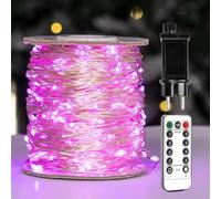 ZELUXDOT Guirlande lumineuse LED longue fil argenté à brancher 8 modes pour mariage, intérieur, extérieur, arbre de Noël, patio, porche, décoration de jardin (60 m, rose)