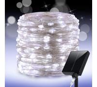 ZELUXDOT guirlande solaire LED blanche froide de 30m pour extérieur, étanche, avec 300 LED, idéale pour patio, jardin, arbres, mariage, Noël.