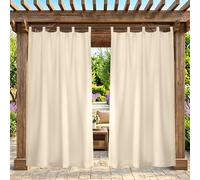 ZELVANO Rideau extérieur résistant, 1 pièce Rideau Anti-Soleil avec Anneaux de Suspension, Coupe-Vent et occultant pour Jardin, pavillon, pergola et terrasse - 120L × 241Hcm