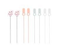ZEMINRI 8 Pièces Goupillon Paille en Forme de Champignon Brosse Nettoyage à Double Extrémité Souple Brosse Bouteille Réutilisable Petit Goupillon Nettoyage Paille Brosses Gourde (Rose + Blanc + Bleu)