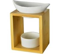Brûle Parfum Feuillage - Brûleur Fondant Cire Parfumée - Diffuseur Huile Essentielle et Parfum Maison - Bougeoir Aromathérapie Porte Bougie en Bois et Céramique Décoratif - Hauteur: 13 cm - Zen’Arôme