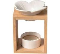 ZEN AROME Brûle parfum Série Naturéa - Plumeria - céramique et bambou - 9 x 7 x 12,5 cm BEIGE ET BLANC G