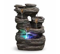 Zen’Light - Fontaine d’Intérieur Nature Pietra - Décor Zen Naturel en Résine Imitation Roche, Idéal Méditation & Détente - Cascade & Éclairage LED à Variation de Couleur - Objet Porte-Bonheur - H35cm
