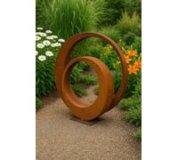 Zen Man 2St. Patine Sculpture de Jardin en Métal - Figure Rouille - Décoration de Jardin - 75 x 5 cm et 55 x 5 cm ，031510-1，-2