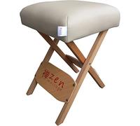 ZEN - Tabouret pliant en bois avec coussin d'assise souple - Tabouret de massage 48 × 33 × 33 cm - Chaise pliante pour table de massage - Accessoires de massage Crème