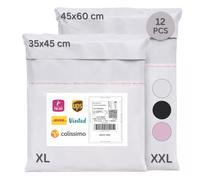 Zenacasa Pochette Envoi Colis Vinted 12 Pcs (XL/XXL) - Enveloppe Plastique | Gris Clair · Opaque · Imperméable · Résistante · Auto-Adhésive · Sac Expédition Vêtements