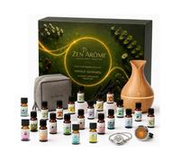 Zen'Arôme Calendrier de l'Avent Aromathérapie - 24 Surprises avec Diffuseur d'Huiles Essentielles, Diffuseur Voiture, Bijou Aromatique, Huiles Essentielles & Synergies