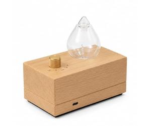 Zen'Arôme ZÉPHIA Diffuseur Huiles Essentielles par Nébulisation Nomade Rechargeable - Verre Soufflé & Bois FSC - Diffusion Pure sans Eau - 4 Modes de Diffusion - LED Blanc Chaud