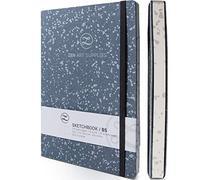ZenART Carnet de croquis B5 (18 x 25 cm), 120 g/m² - Ouverture à plat, couverture souple effet cuir avec pochette - Papier ivoire lisse sans acide pour dessin, esquisse et techniques humides légères