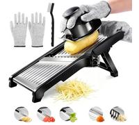 Zencantorous Mandoline Cuisine, Coupe Legume Multifonctions en Acier Inoxydable, Mandoline Professionnelle Cuisine, Mandolines de Cuisine, Trancheur de Légumes Manuel, avec 1 Nettoyage et 1 Gants