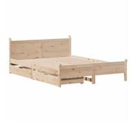 ZENCO*Lit adulte double - 140 x 190 cm - Structure/Cadre de lit - sans matelas - 140 x 190 cm - bois de pin massif H82778