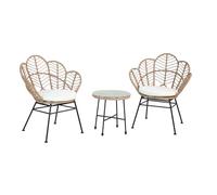 Zendea Salon de Jardin extérieur Fidji - Ensemble Table et chaises d'extérieur en polyrotin Naturel avec Structure en Acier et Table Basse avec Verre trempé, Ensemble Jardin extérieur pour Balcon