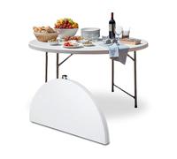Zendea - Table Basse Ronde Blanche Ø120 cm en Acier refermable pour intérieur et extérieur, Design Moderne, Facile à Utiliser et Pliable
