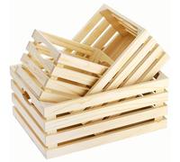 ZENFUN Lot de 3 caisses en bois avec poignées découpées - Décoration faite à la main - Panier de rangement pour la maison - 3 tailles