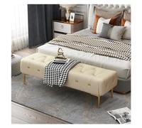 Zeng25liangOu-12 Banc de Chambre Banc capitonné rembourré avec siège, Repose-Pieds Pied en métal Robuste, Banc Cuir for Chambre à Coucher, Salon, entrée(Beige,100 * 40 * 43cm)