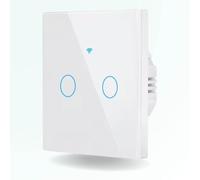 ZenGO Interrupteur Tactile connecté WiFi + RF 433 MHz, 2 Boutons, sans Fil Neutre, Compatible Alexa, Google Home, SmartLife et Tuya