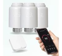 ZenGO Pack de démarrage de Chauffage connecté programmable, 3 têtes thermostatiques pour radiateur à Eau Chaude, ZigBee, Compatible Alexa, Google Home, SmartLife et Tuya