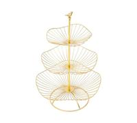 ZENGRICE Corbeilles à fruits, Panier Fruits 3 Étages, Présentoir Fruits Cuisine Maison Salon, Métal Durable, Lotus Feuille et Oiseau Décoratif, Stable, 47cm, Facile Nettoyage