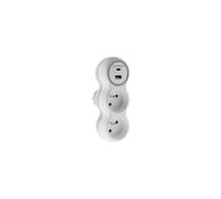 Zenitech Prise Bolea 2x16A + 2 ports USB A/C Blanc et gris