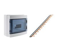 ZENITECH 150204 Coffret Étanche IP65, Blanc & Peigne 13 modules noir/blanc longueur 220mm
