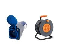 Zenitech - Adaptateur Compact Femelle 16A 2P+T vers Mâle CEE17 + Prolongateur 16A 2P+T 5 m - Câble HO5VV-F 3G1,5 mm2 - Alimentation Camping et Nautisme - Bleu et Noir
