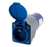 Zenitech Adaptateur Compact sans câble Femelle 16A 2P+T en mâle CEE17 pour Camping, nautisme