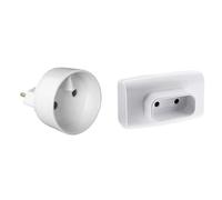Zenitech - Adaptateur/Transformateur Électrique avec Terre - Prise Mâle 6A vers Prise Femelle 16A + Triplite 6A Latérale - Couleur Blanc pour Usage Intérieur Sécurisé