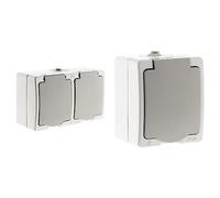 Zenitech - Akya Double Prise 2P Plus T 16A Gris Clair IP54 1 Paquet & Akya Prise 2P Plus T 16A Gris Clair IP54 1 Paquet
