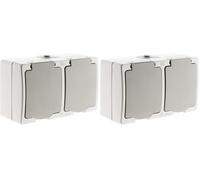 Zenitech - Akya Double Prise 2P Plus T 16A Gris Clair IP54 2 Paquet