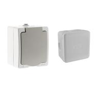 Zenitech - Akya Prise 2P plus T 16A Gris Clair IP54 1 Paquet & Boite de derivation electrique - etanche exterieur - IP55 85X85 - Debflex - 718806 - Polypropylène, Gris