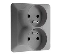 Double prise 2P+T 16A monoposte - titanium - Artezo - Zenitech