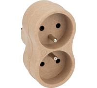 Zenitech, Biplite Recy Bioplastique 2x16A Beige, Multiprise Compacte et Ergonomique en Paille de Blé et Polypropylène Recy esign Naturel, Certification GRS, Idéale pour Appareils Énergivores