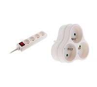 Zenitech Bloc 4 Prises 16A 2P+T avec Interrupteur Blanc & Triplite 3X 16A Triangulaire Blanc