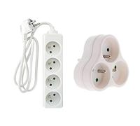 Zenitech Bloc 4 Prises 16A 2P+T Blanc & Triplite 3X 16A Triangulaire Blanc
