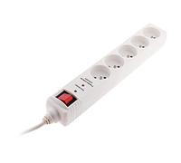 Zenitech - Bloc 5x 16A avec interrupteur parafoudre + parasurtenseur - Blanc